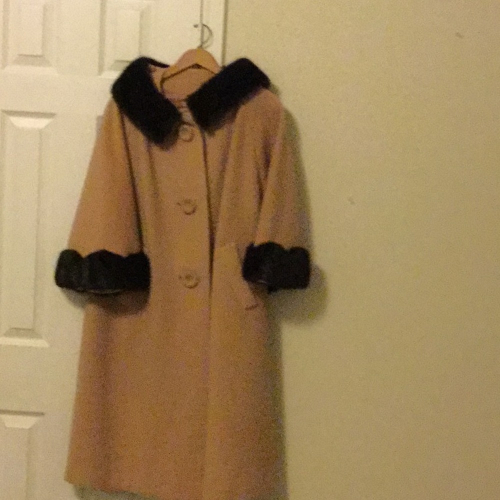 Mink trimmed vintage wool coat